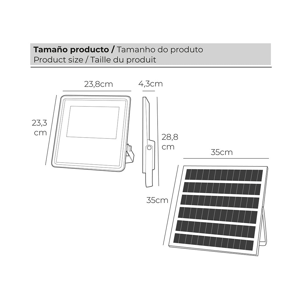 REFLECTOR CON PANEL SOLAR 300W JORTAN